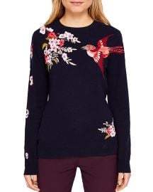 Ted Baker Auroraa Bird Blossom Embroidered Sweater  at Bloomingdales